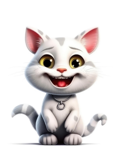 Mascota de gato de dibujos animados Emoticon aislado sobre fondo blanco