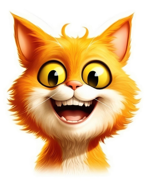 Mascota de gato de dibujos animados Emoticon aislado sobre fondo blanco