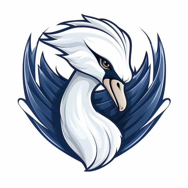 Mascota logo cisne fondo blanco.