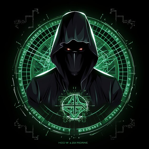 Foto la mascota del logotipo del hacker con capucha