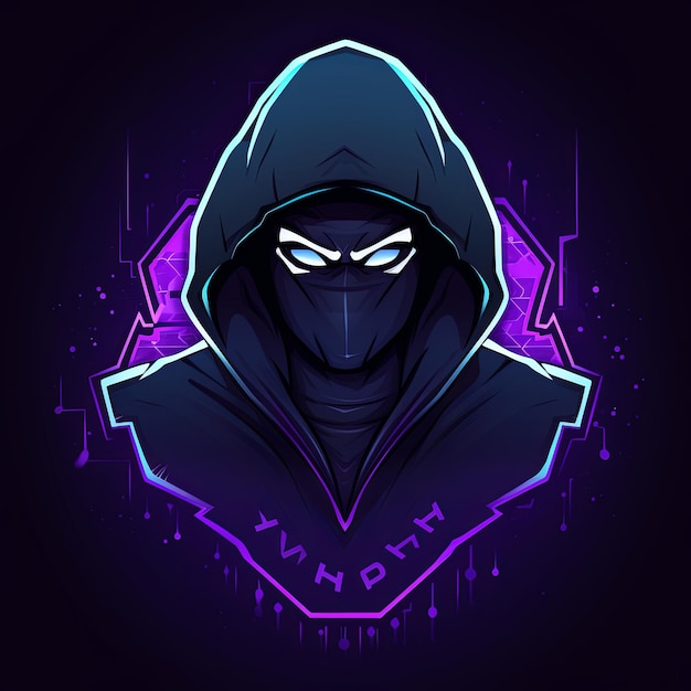 La mascota del logotipo del hacker con capucha