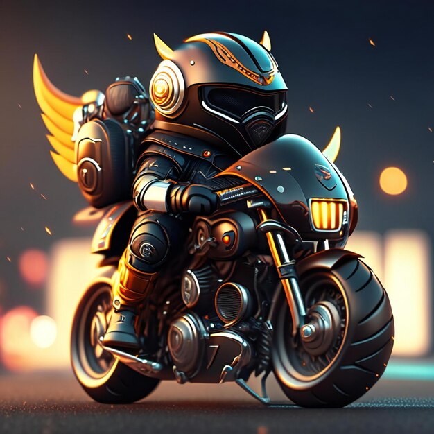 Mascota motera en motocicleta futurista IA generativa