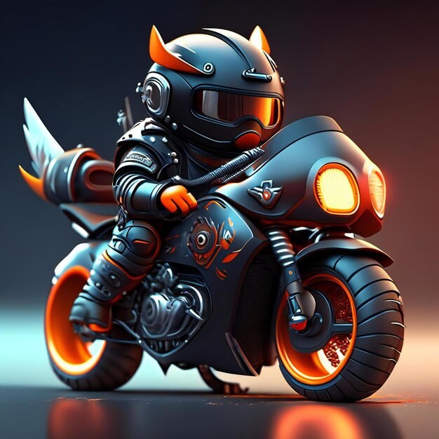 Mascota de motociclista en una motocicleta futurista IA generativa