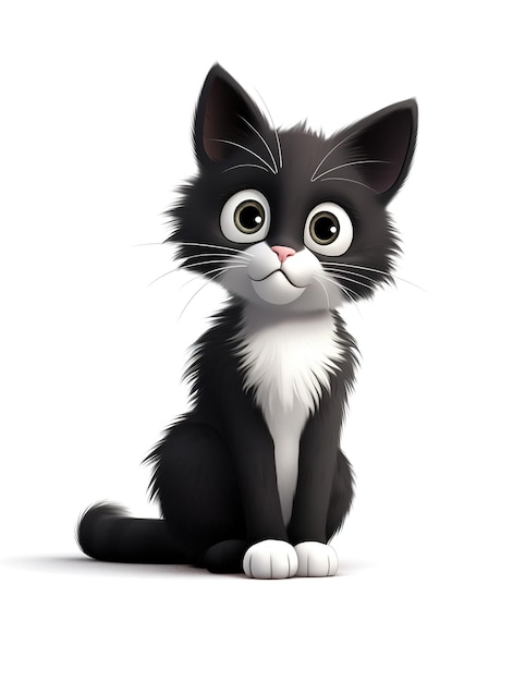 Mascota de personaje de dibujos animados de gato 3d render animal de granja lindo divertido