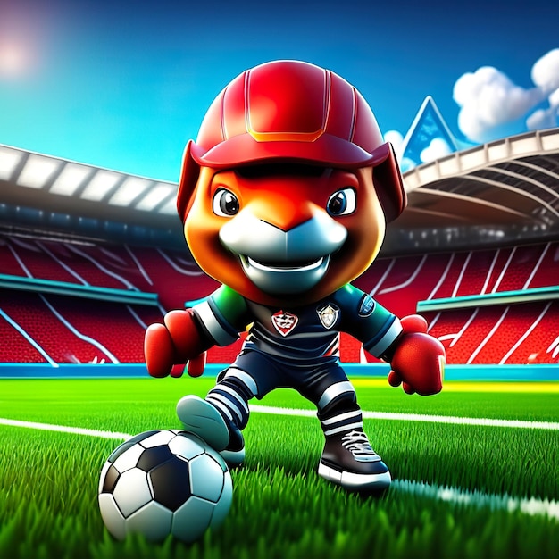 Mascota de personaje de fútbol en 3D IA generativa