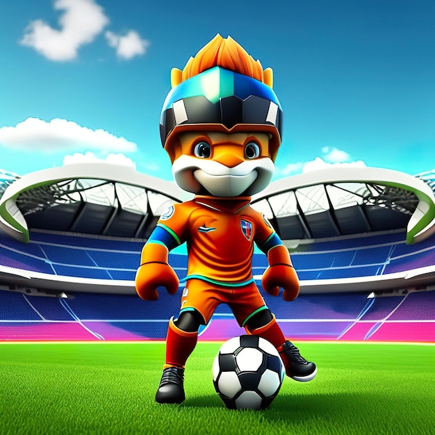 Mascota de personaje de fútbol en 3D IA generativa