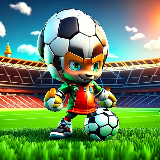 Foto mascota de personaje de fútbol en 3d ia generativa