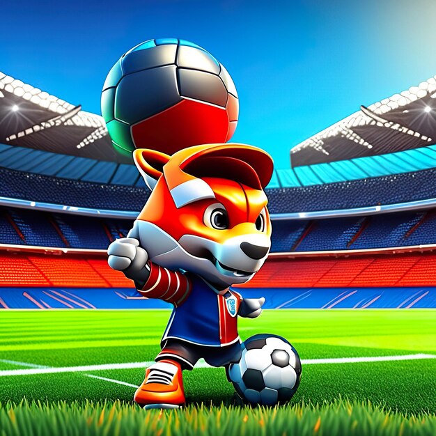 Mascota de personaje de fútbol en 3D IA generativa