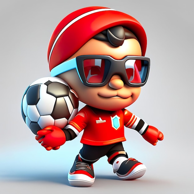 Mascota de personaje de fútbol en 3D IA generativa