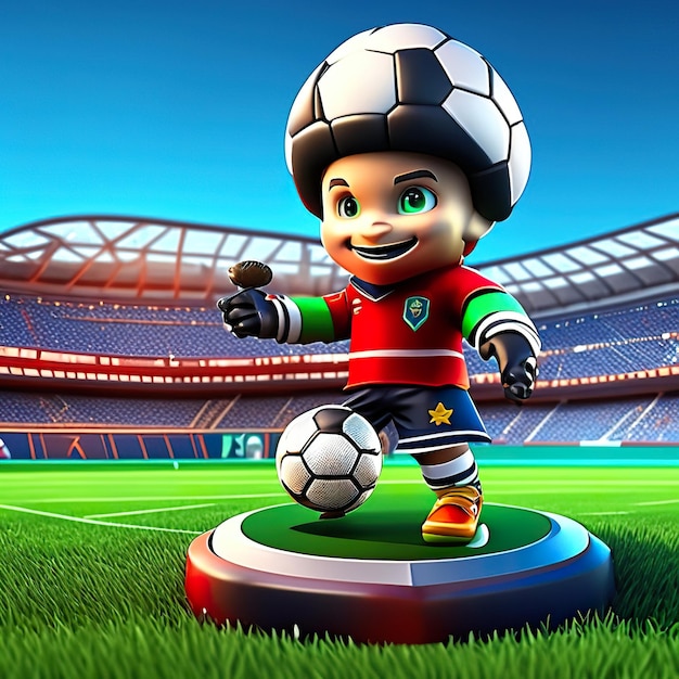 Foto mascota de personaje de fútbol en 3d ia generativa