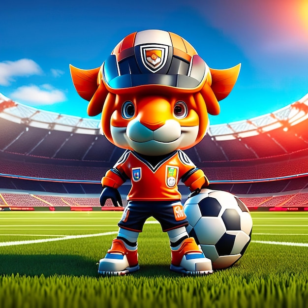 Mascota de personaje de fútbol en 3D IA generativa