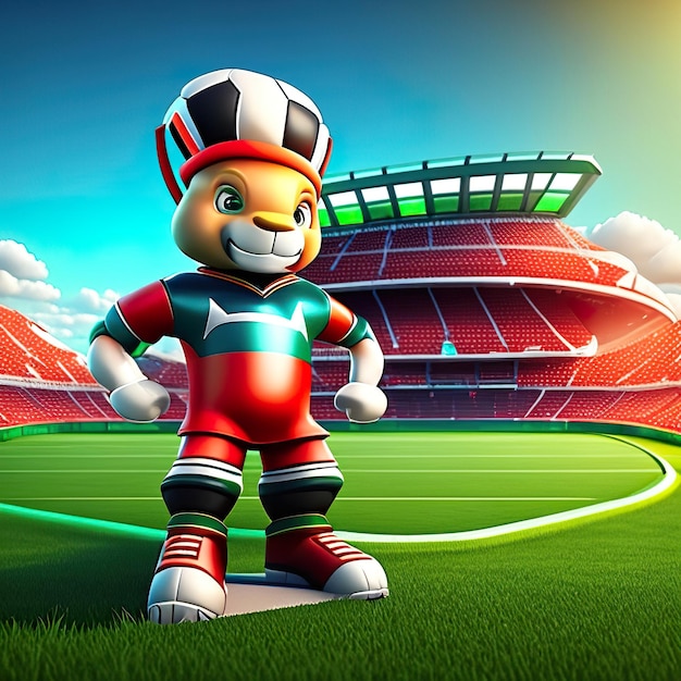 Mascota de personaje de fútbol en 3D IA generativa