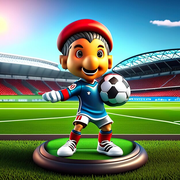 Foto mascota de personaje de fútbol en 3d ia generativa