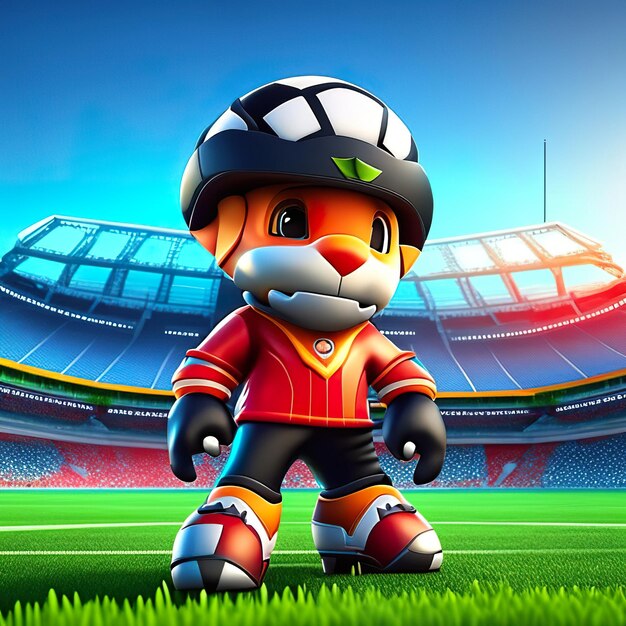 Mascota de personaje de fútbol en 3D IA generativa