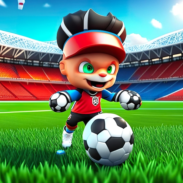 Foto mascota de personaje de fútbol en 3d ia generativa