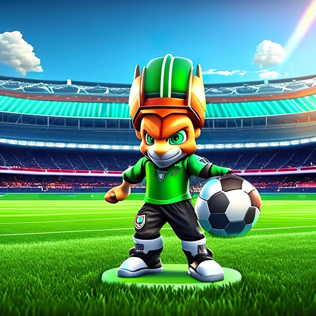 Foto mascota de personaje de fútbol en 3d ia generativa