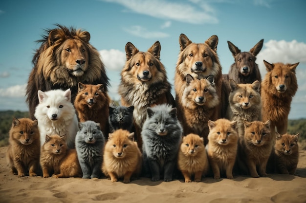 Foto las mascotas están mirando hacia el lado