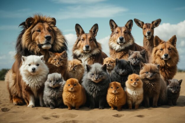 Las mascotas están mirando hacia el lado