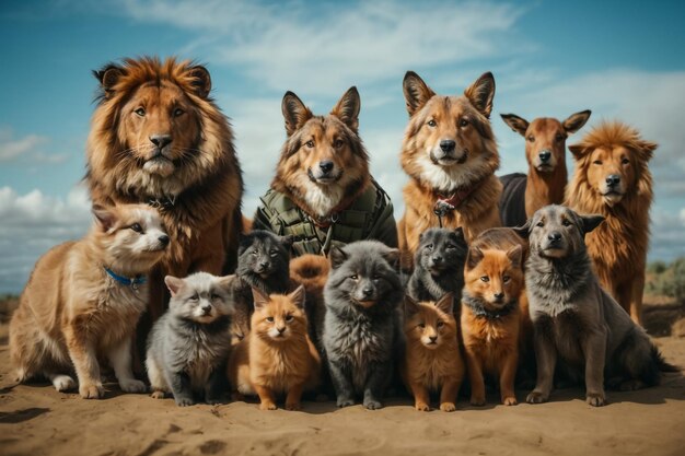 Foto las mascotas están mirando hacia el lado