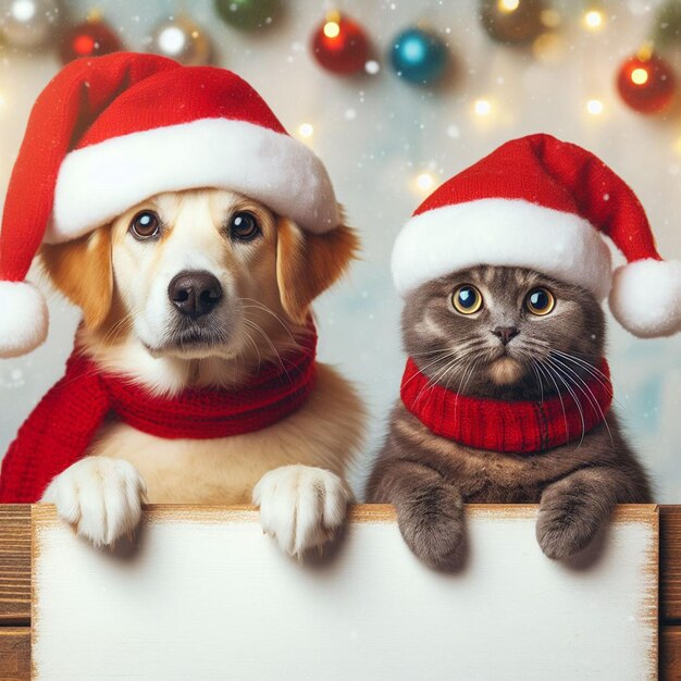 Foto mascotas preparadas para la navidad