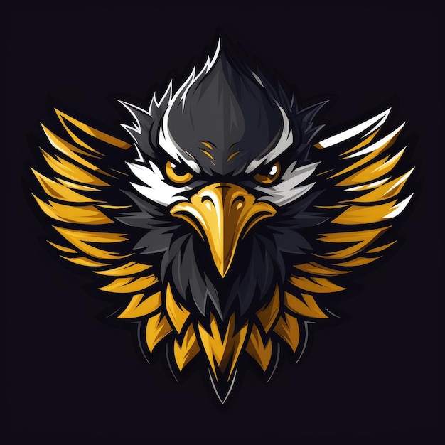 Mascote da águia, cor preta e dourada, imagem gerada por IA