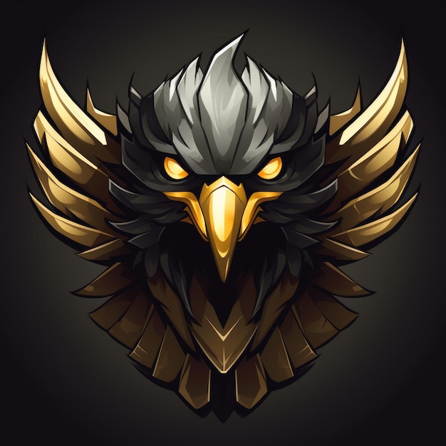 Mascote da águia, cor preta e dourada, imagem gerada por IA