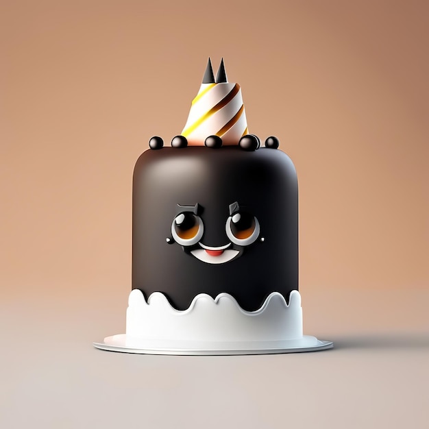 Mascote de bolo de aniversário minimalista Generative AI