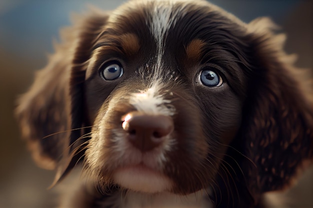 Mascote de cachorrinho fofo olhando para IA geradora de câmera