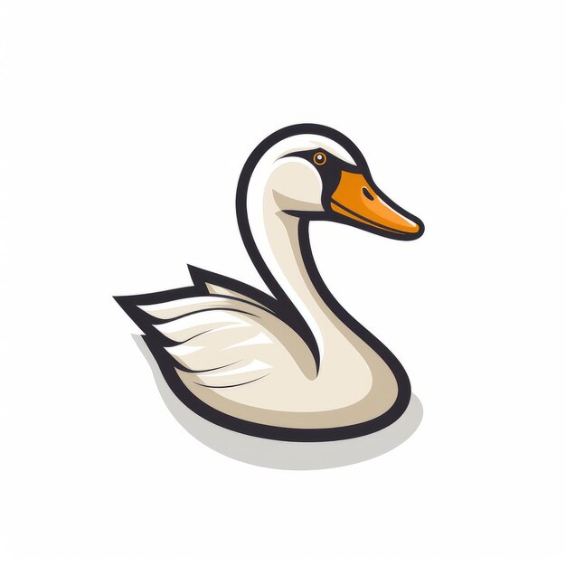 Mascote de cisne minimalista em 2D com sutil ironia e tinta limpa