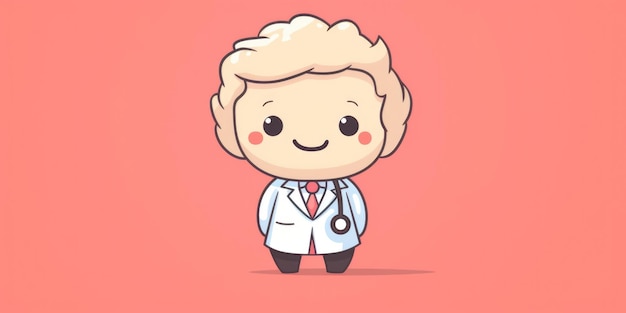 Mascote de médico para uma linha de arte de logotipo da empresa IA gerativa