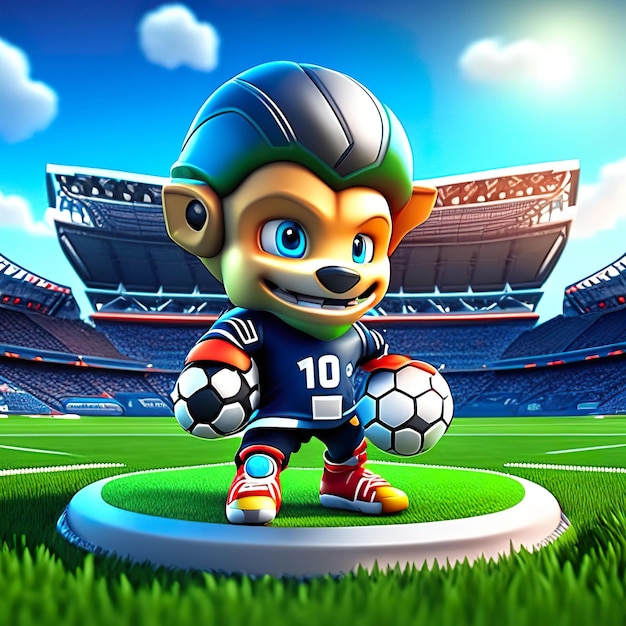 Foto mascote de personagem de futebol em 3d ia gerativa