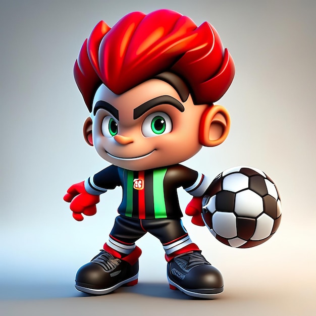 Mascote de personagem de futebol em 3D IA Gerativa