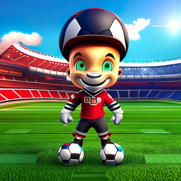Mascote de personagem de futebol em 3D IA Gerativa