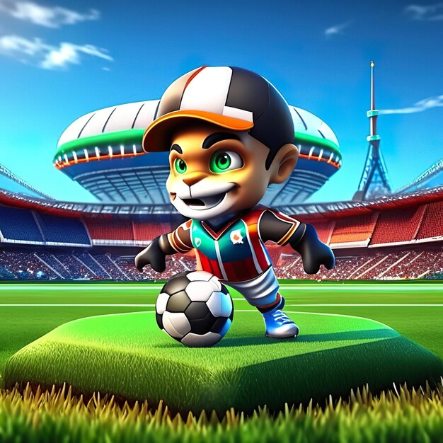 Foto mascote de personagem de futebol em 3d ia gerativa