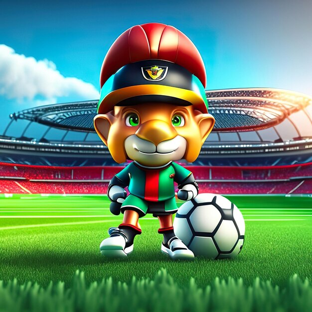 Mascote de personagem de futebol em 3D IA Gerativa