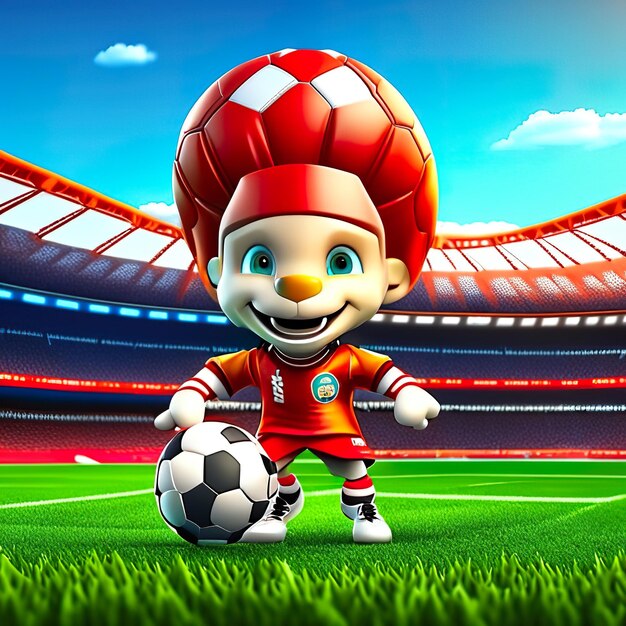 Mascote de personagem de futebol em 3D IA Gerativa