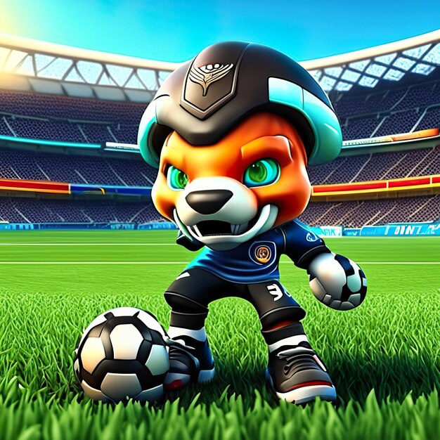 Foto mascote de personagem de futebol em 3d ia gerativa