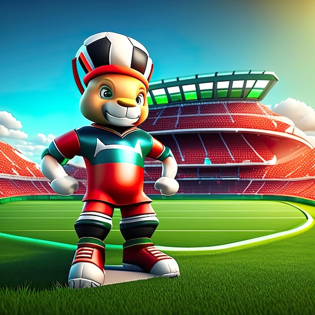 Mascote de personagem de futebol em 3D IA Gerativa