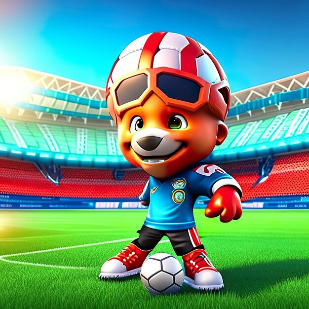 Mascote de personagem de futebol em 3D IA Gerativa