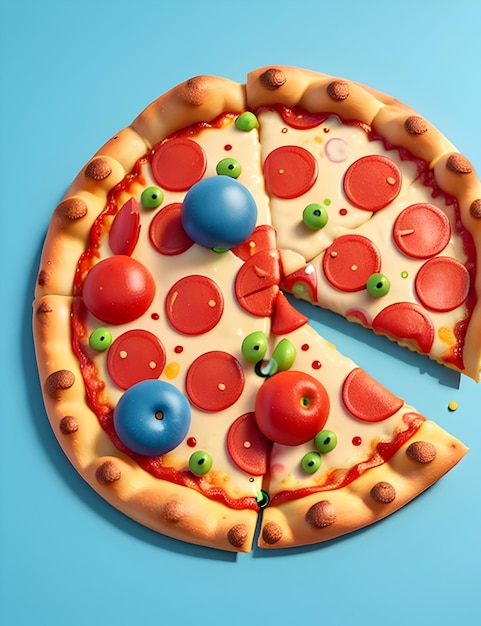 mascote de pizza ilustração 3d IA generativa