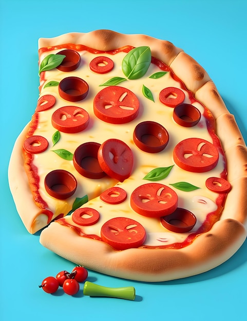 mascote de pizza ilustração 3d IA generativa