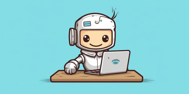 Foto mascote de programador de computador para uma arte de linha de logotipo de empresa generative ai