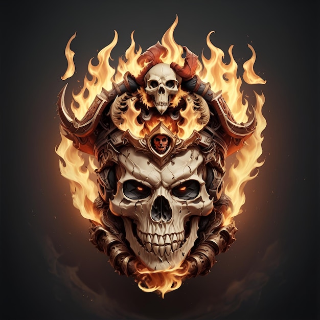 mascote de skull fire e logotipo de jogos de esportes gerado por IA