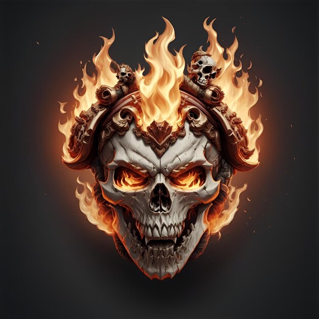 mascote de skull fire e logotipo de jogos de esportes gerado por IA