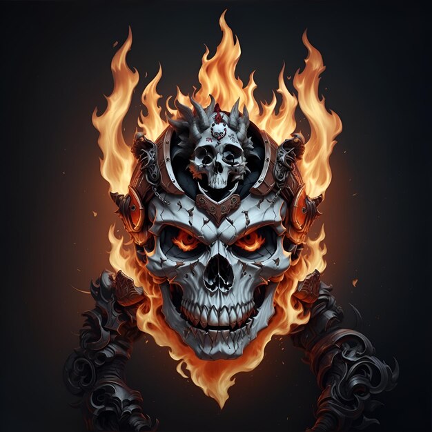 mascote de skull fire e logotipo de jogos de esportes gerado por IA