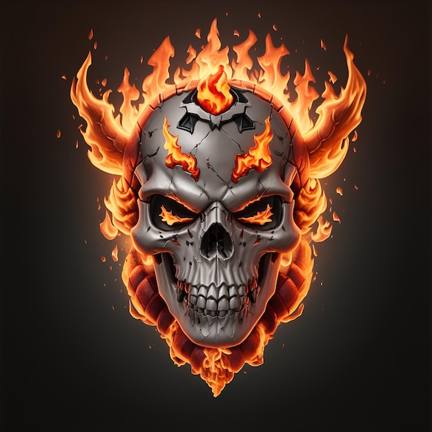 mascote de skull fire e logotipo de jogos de esportes gerado por IA