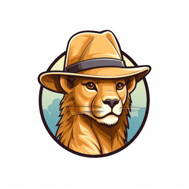 Foto mascote do chapéu safari para o logotipo de uma empresa generative ai