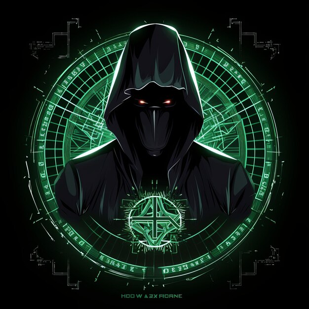 Foto mascote do logotipo do hacker com capuz