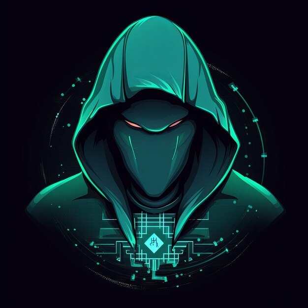 mascote do logotipo do hacker com capuz