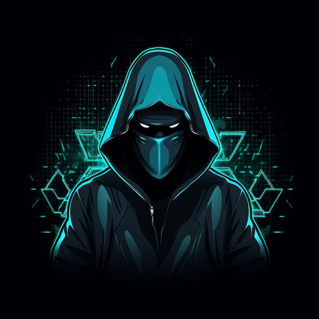 mascote do logotipo do hacker com capuz